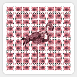 Pink Flamingo or Retro Hearts Pattern Sticker